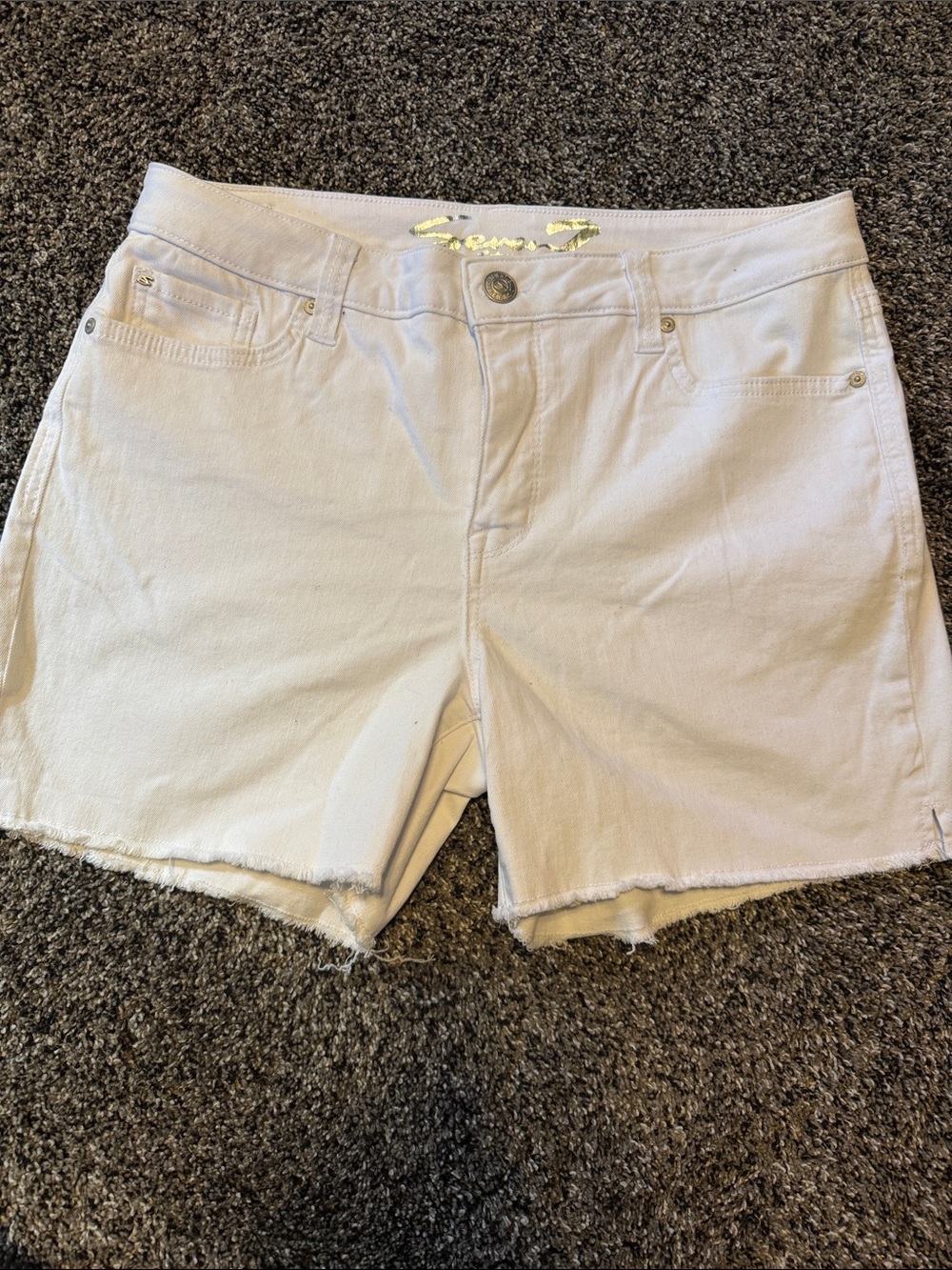 Seven7 White Denim Cutoff Shorts with Raw Hem